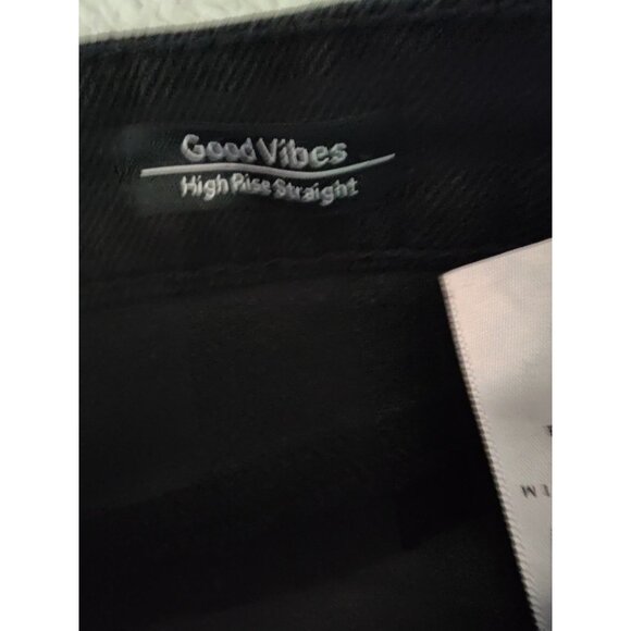 Sanctuary Good Vibes High-Rise Straight Black Jeans Raw Hem 18W NWT - Picture 6 of 9